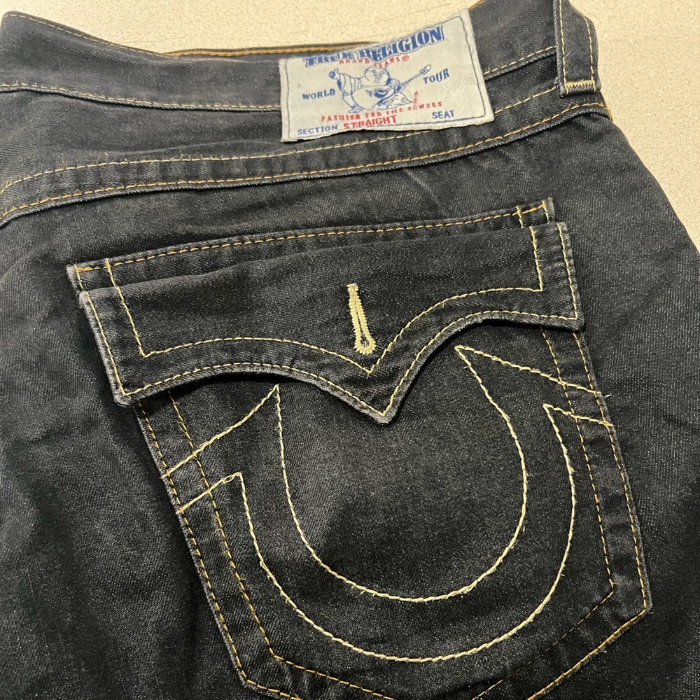 Black True Religion Men Straight Jeans